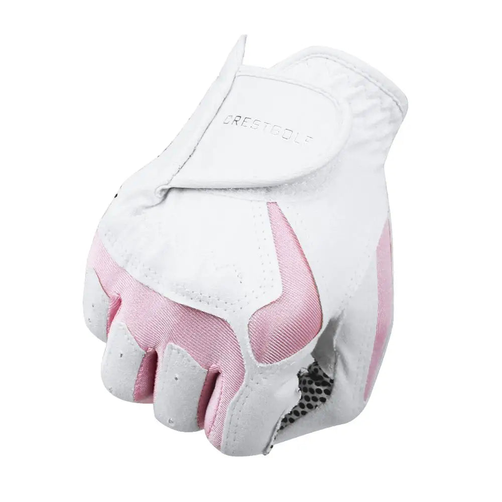 Women's White Microfiber Anti-Slip Golf Gloves