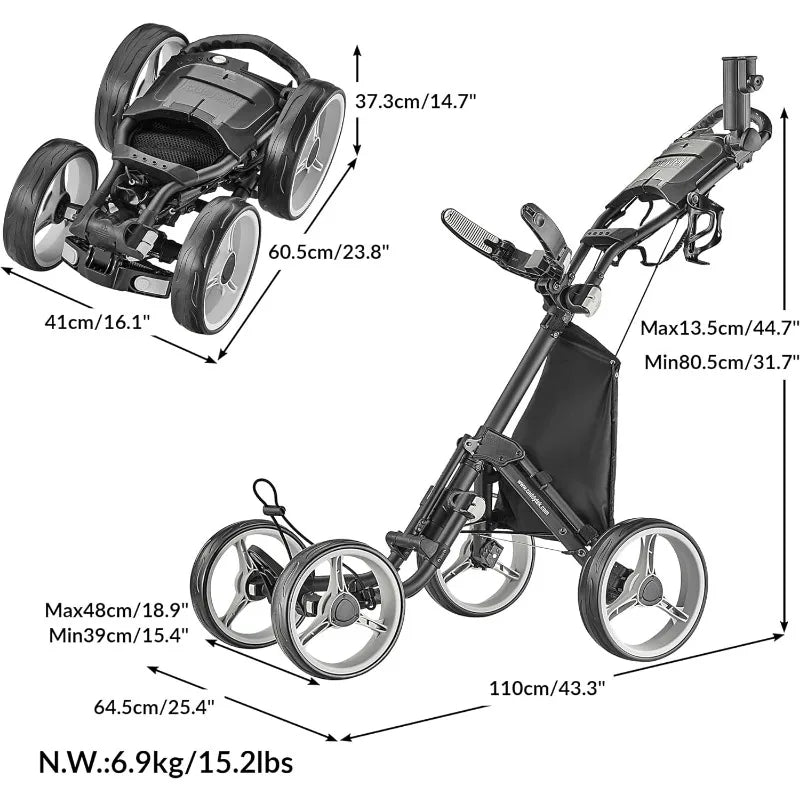 CaddyTek Explorer V8 - 4 Wheel Golf Push Cart