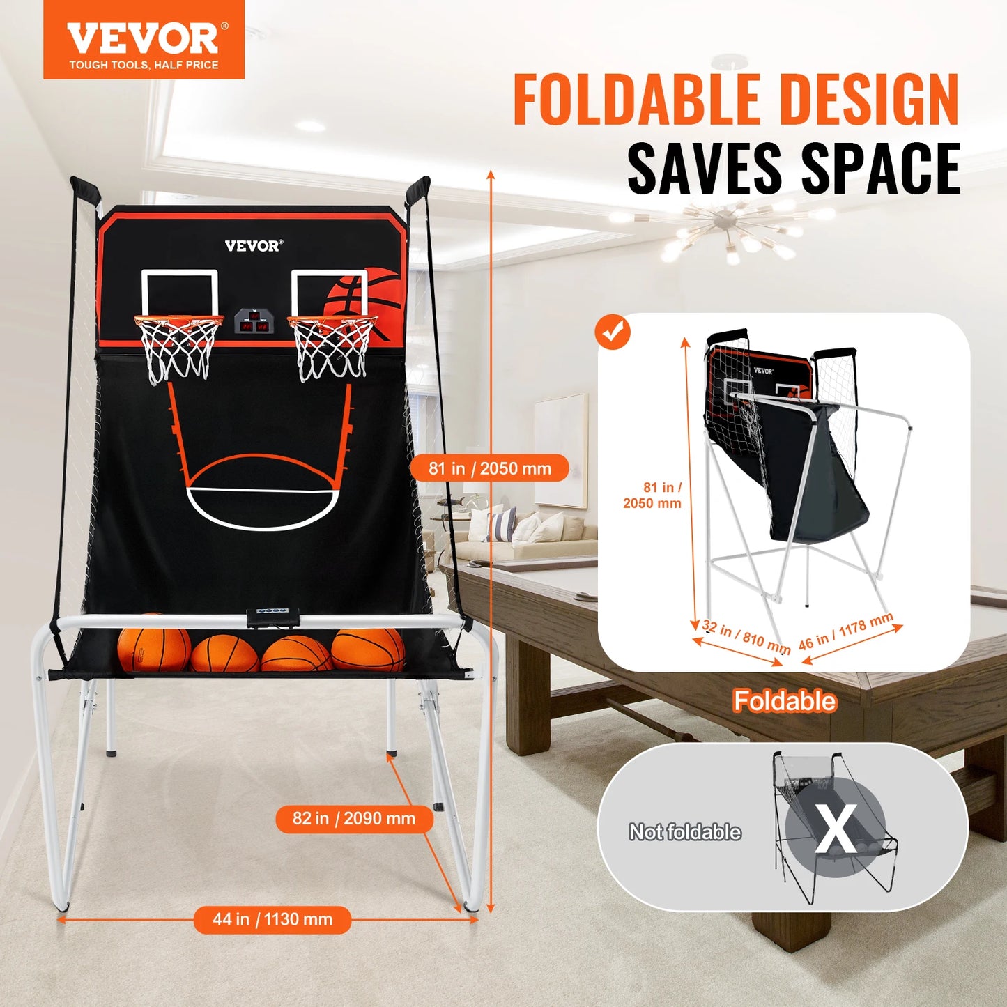 Basketball Arcade Game Dual Shot w/ 4 Balls 8 Game Modes