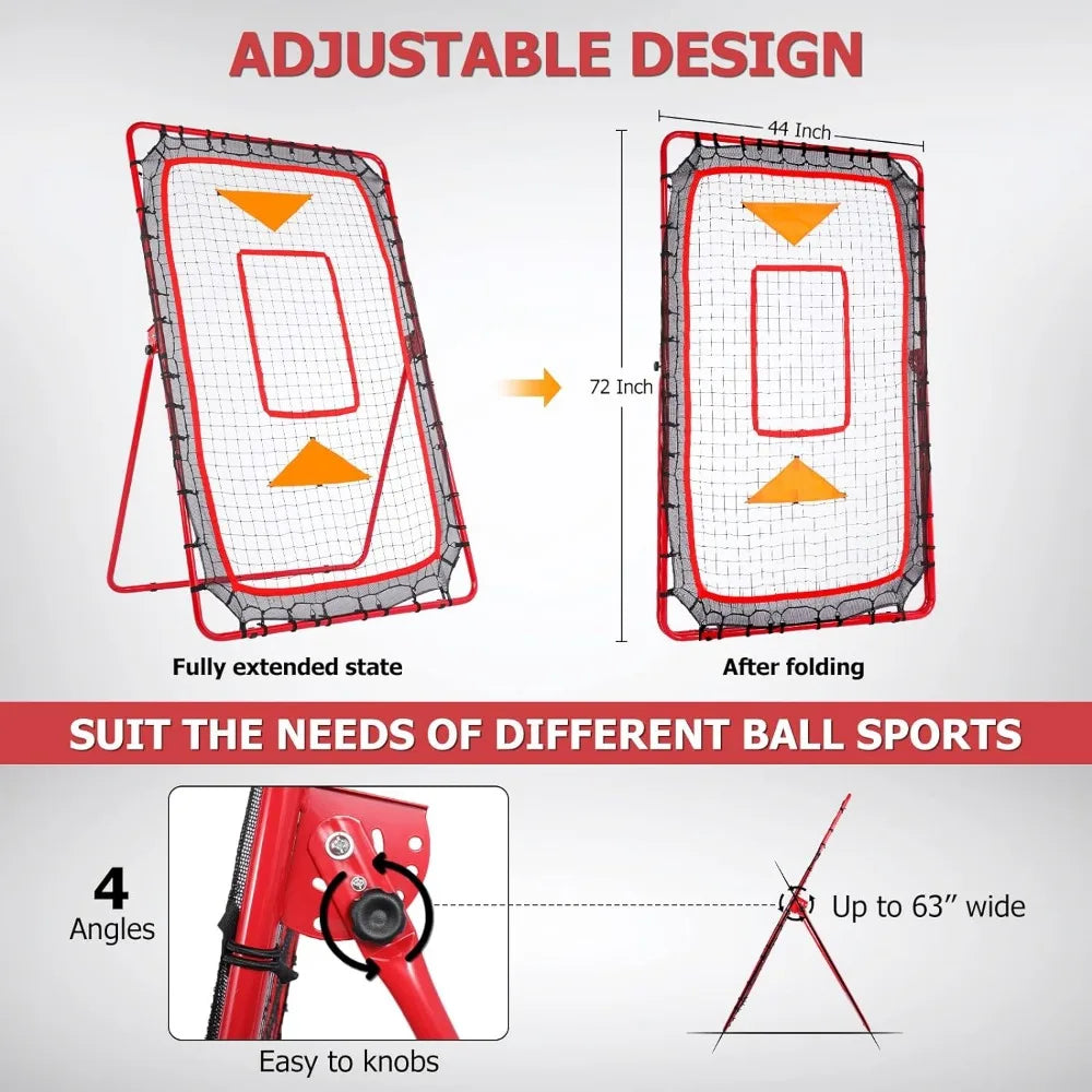 6x3.65 FT, Adjustable Bounce/Pitch Back Return Net for Baseball