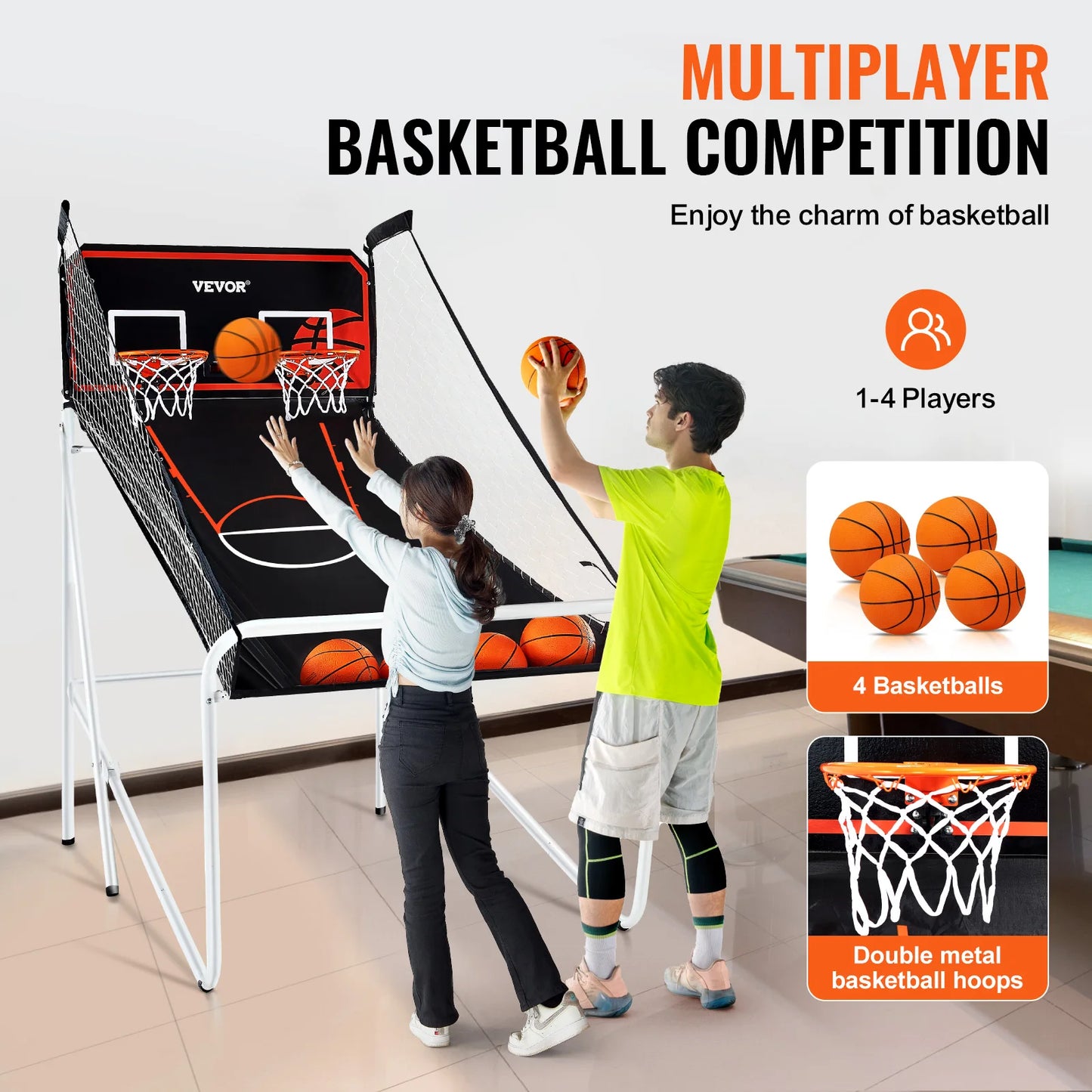 Basketball Arcade Game Dual Shot w/ 4 Balls 8 Game Modes