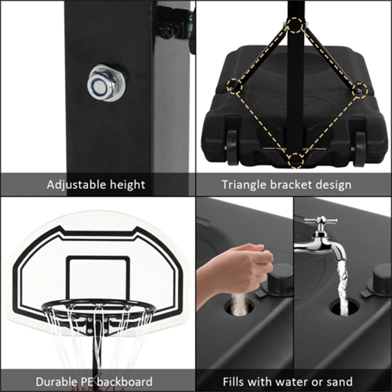 Swimming Pool Side Portable Height-Adjustable Basketball Hoop