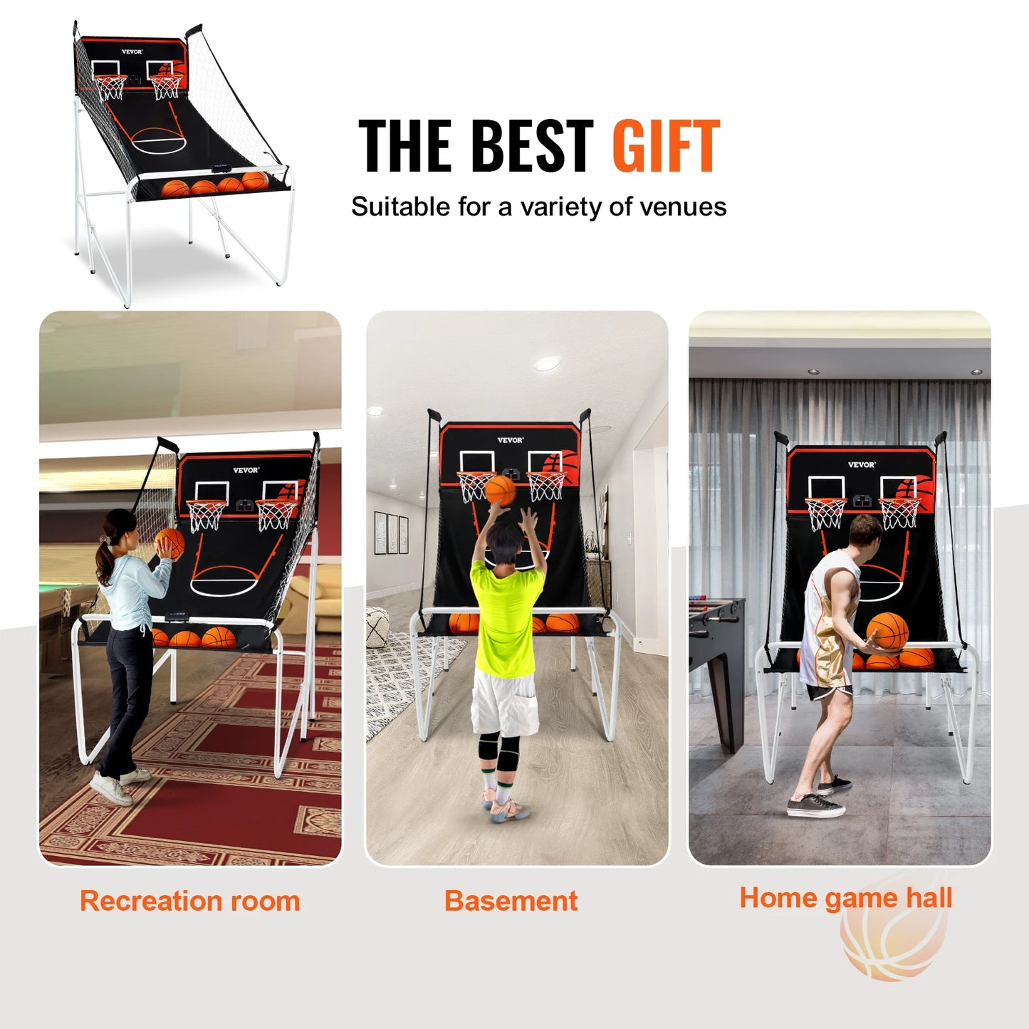 Basketball Arcade Game Dual Shot w/ 4 Balls 8 Game Modes
