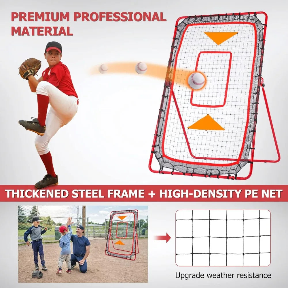 6x3.65 FT, Adjustable Bounce/Pitch Back Return Net for Baseball