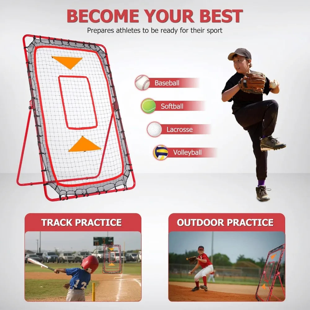 6x3.65 FT, Adjustable Bounce/Pitch Back Return Net for Baseball