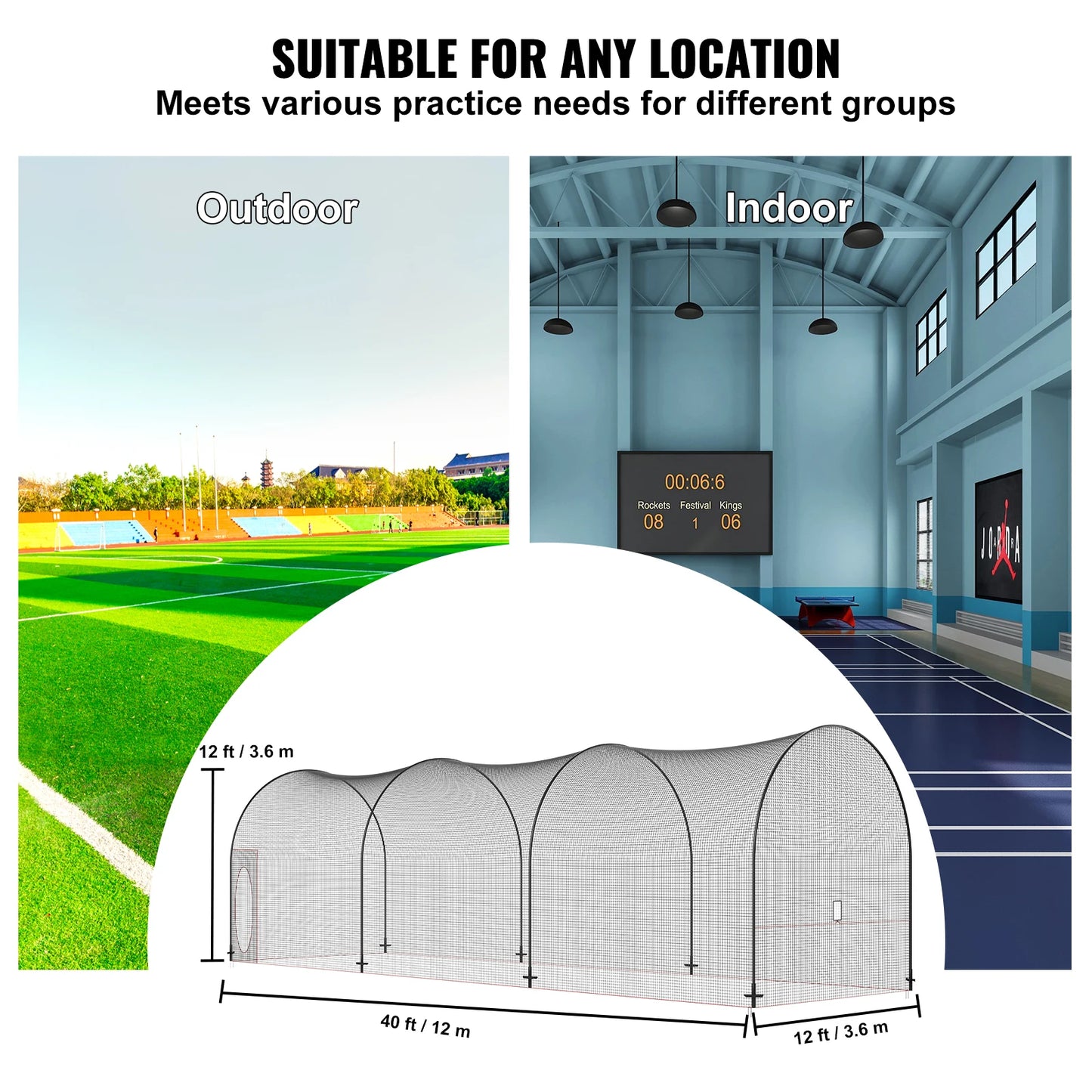 40FT Portable Baseball Batting Cage/Net with Carry Bag