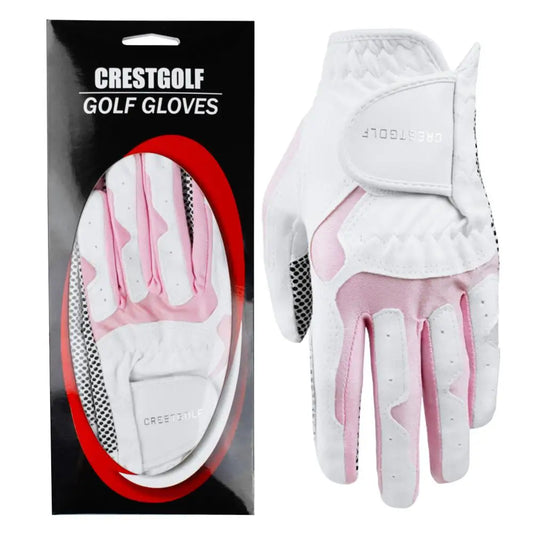 Women's White Microfiber Anti-Slip Golf Gloves