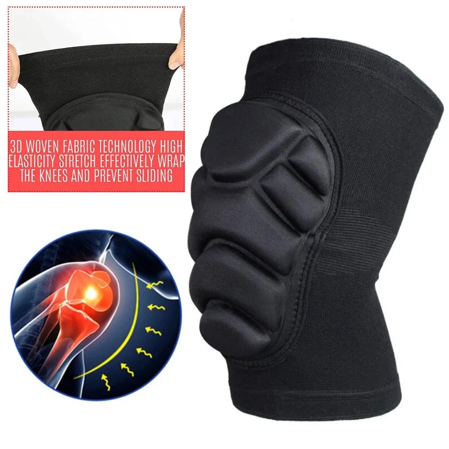 1Pair Thick Sponge Knee Or Elbow Pads Support Football