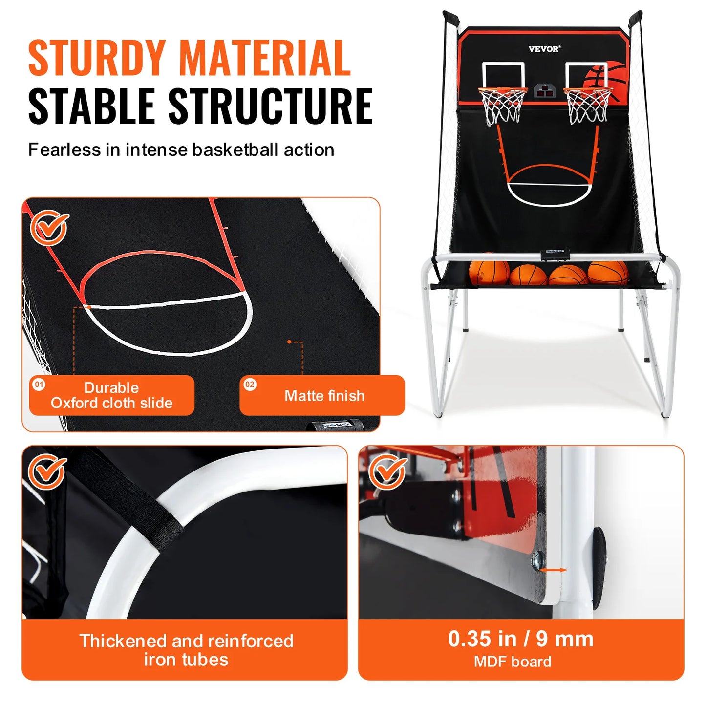 Basketball Arcade Game Dual Shot w/ 4 Balls 8 Game Modes