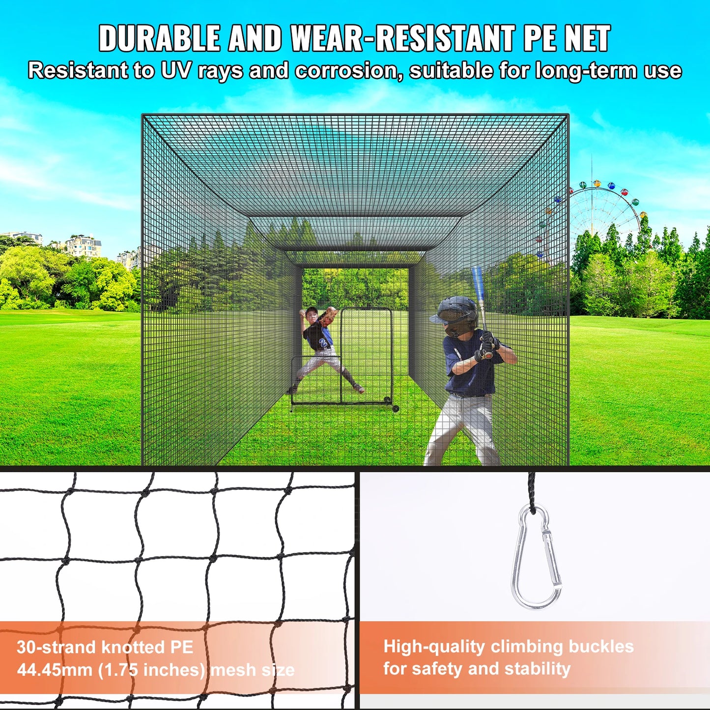 VEVOR 70ft Baseball Batting Cage Enclosed PE Net