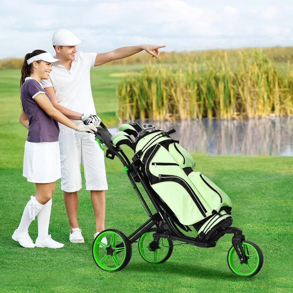 Collapsible Height-Adjustable 3 Wheel Golf Push Cart