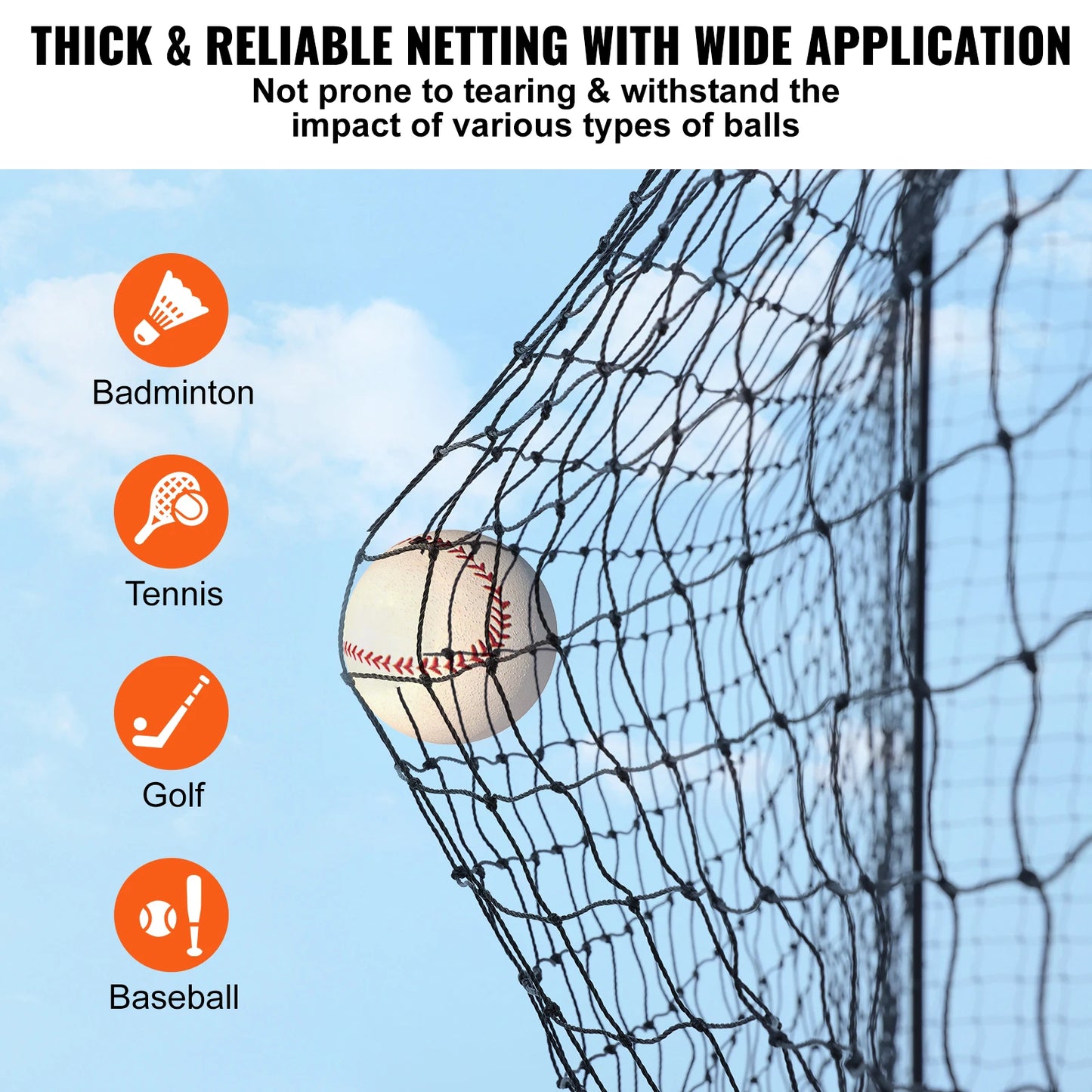 VEVOR 70ft Baseball Batting Cage Enclosed PE Net