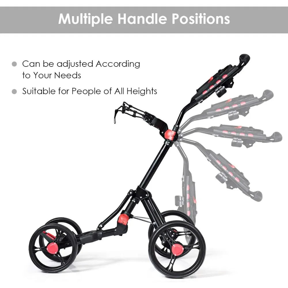 Golf Push Pull Cart, Collapsible, Height-Adjustable