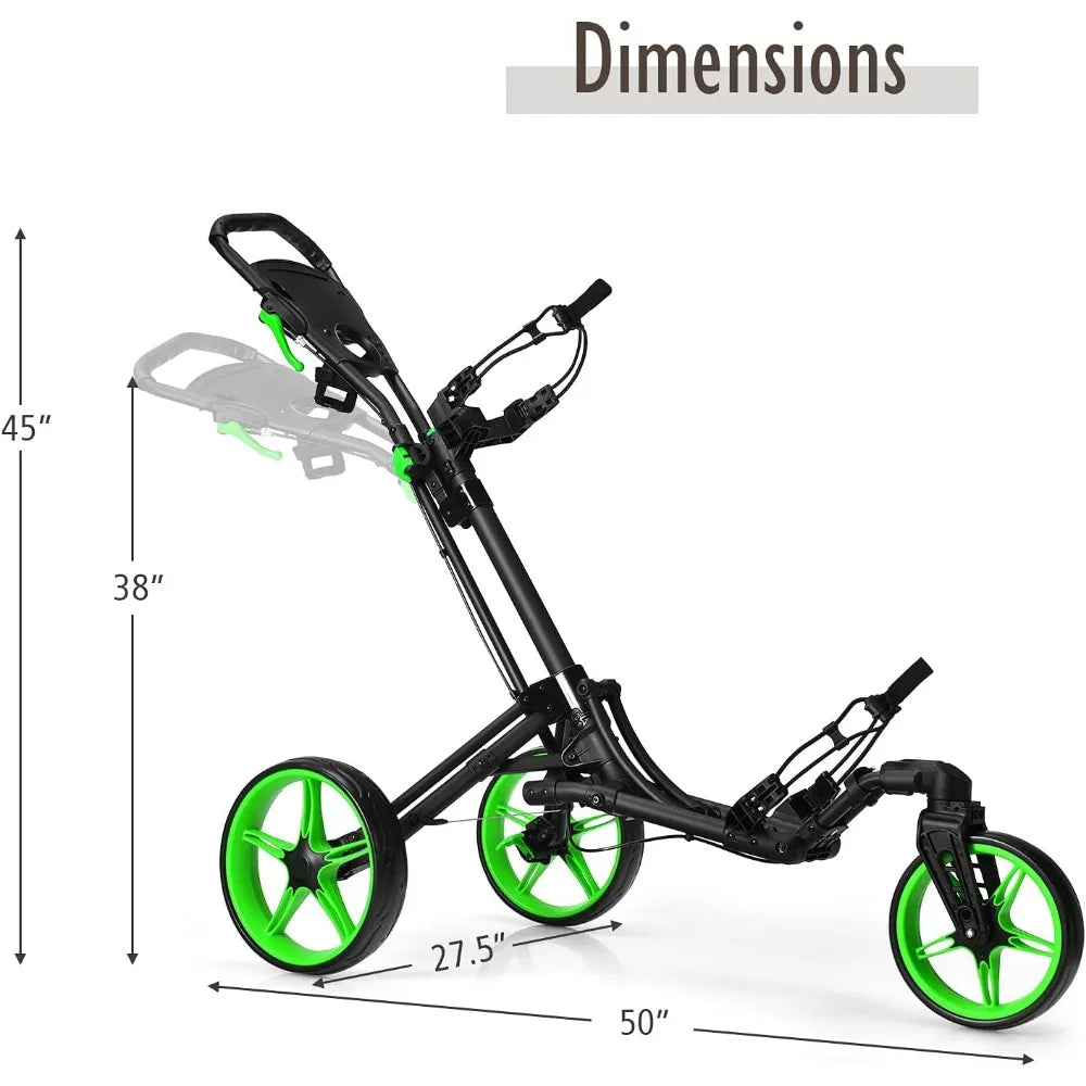 Collapsible Height-Adjustable 3 Wheel Golf Push Cart