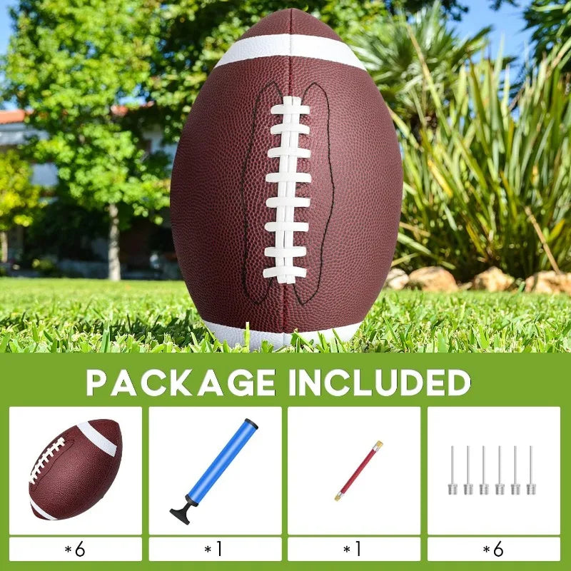 6 Pack Regulation Footballs Inflatable with Pump