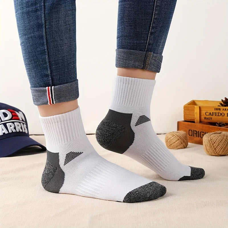 10 Pairs Of Men's Midsole Sweat Wicking Sports Socks