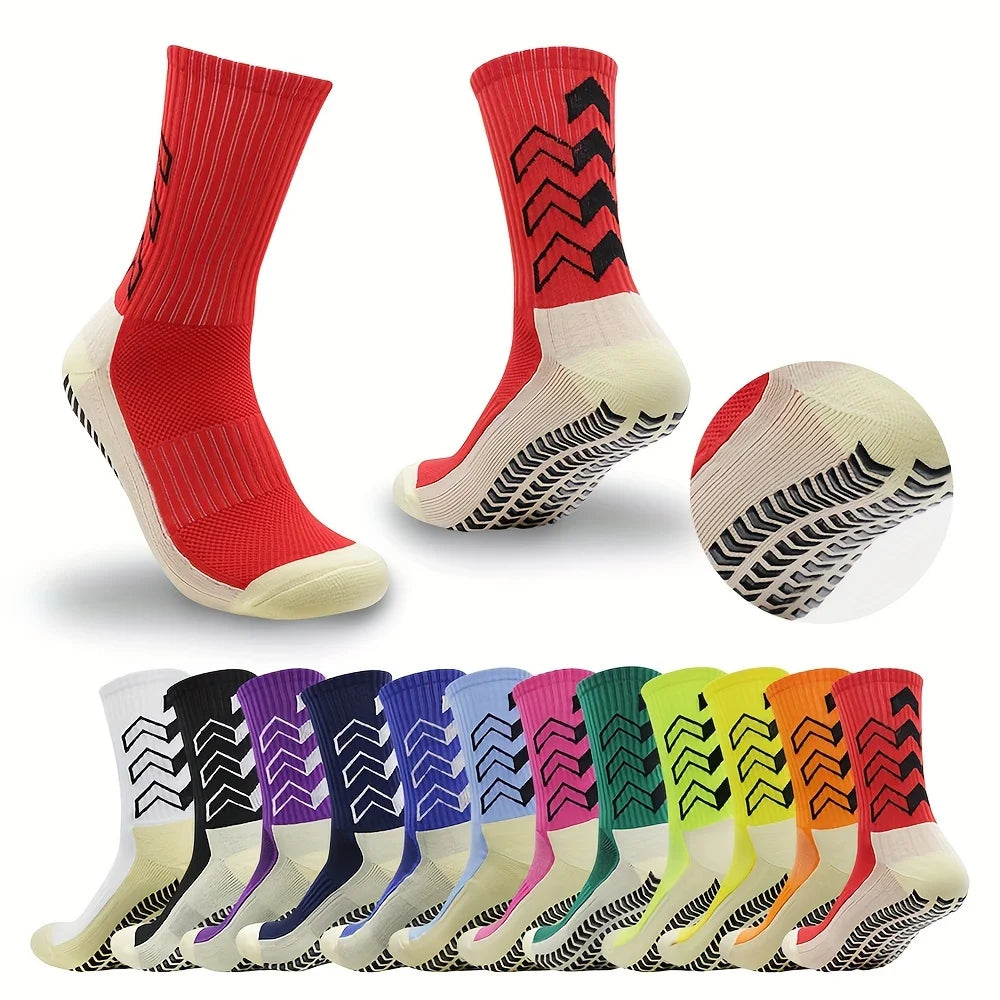 6 Pairs of Men's Long Tube Adhesive Sports Socks