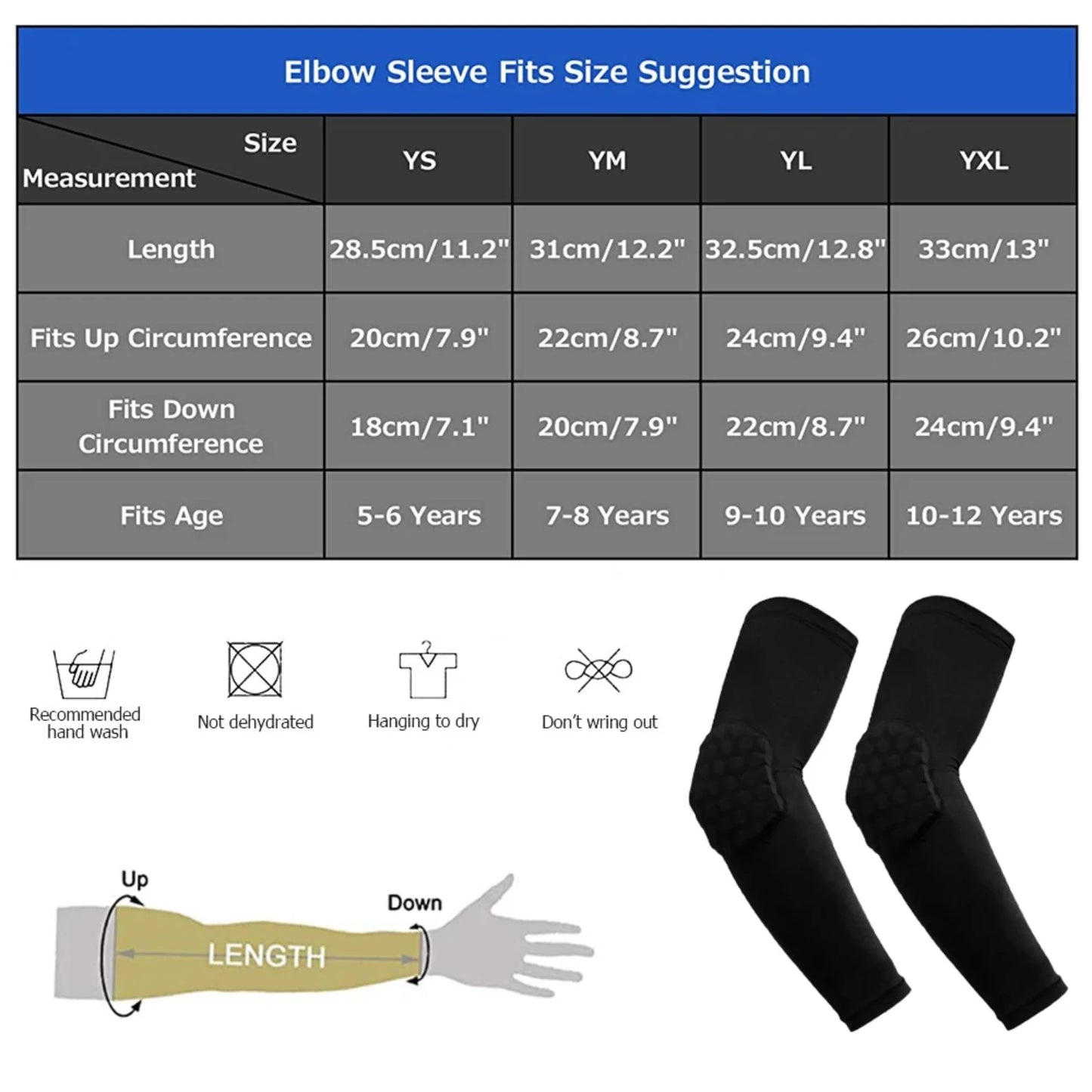 Youth Honeycomb Compression Sleeve Knee and Elbow Pads