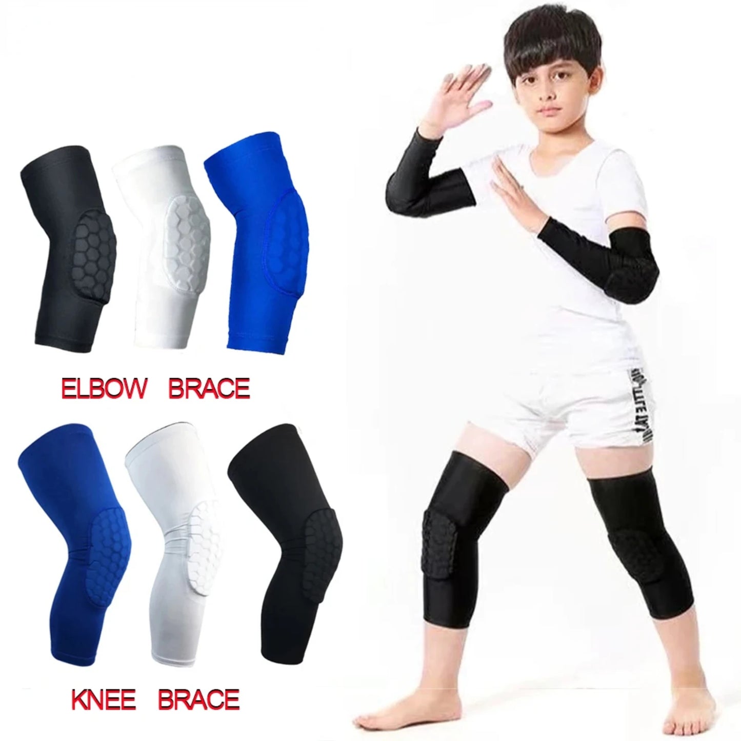 Youth Honeycomb Compression Sleeve Knee and Elbow Pads