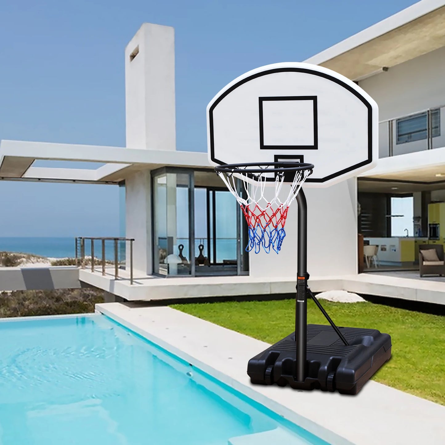 Portable Poolside Basketball Hoop Height Adjustable 3.1ft-4.7ft With 36" Backboard