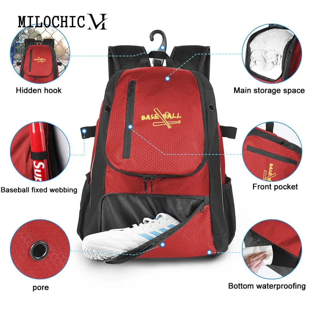 Baseball Training Accessory Backpack with Shoes Compartment