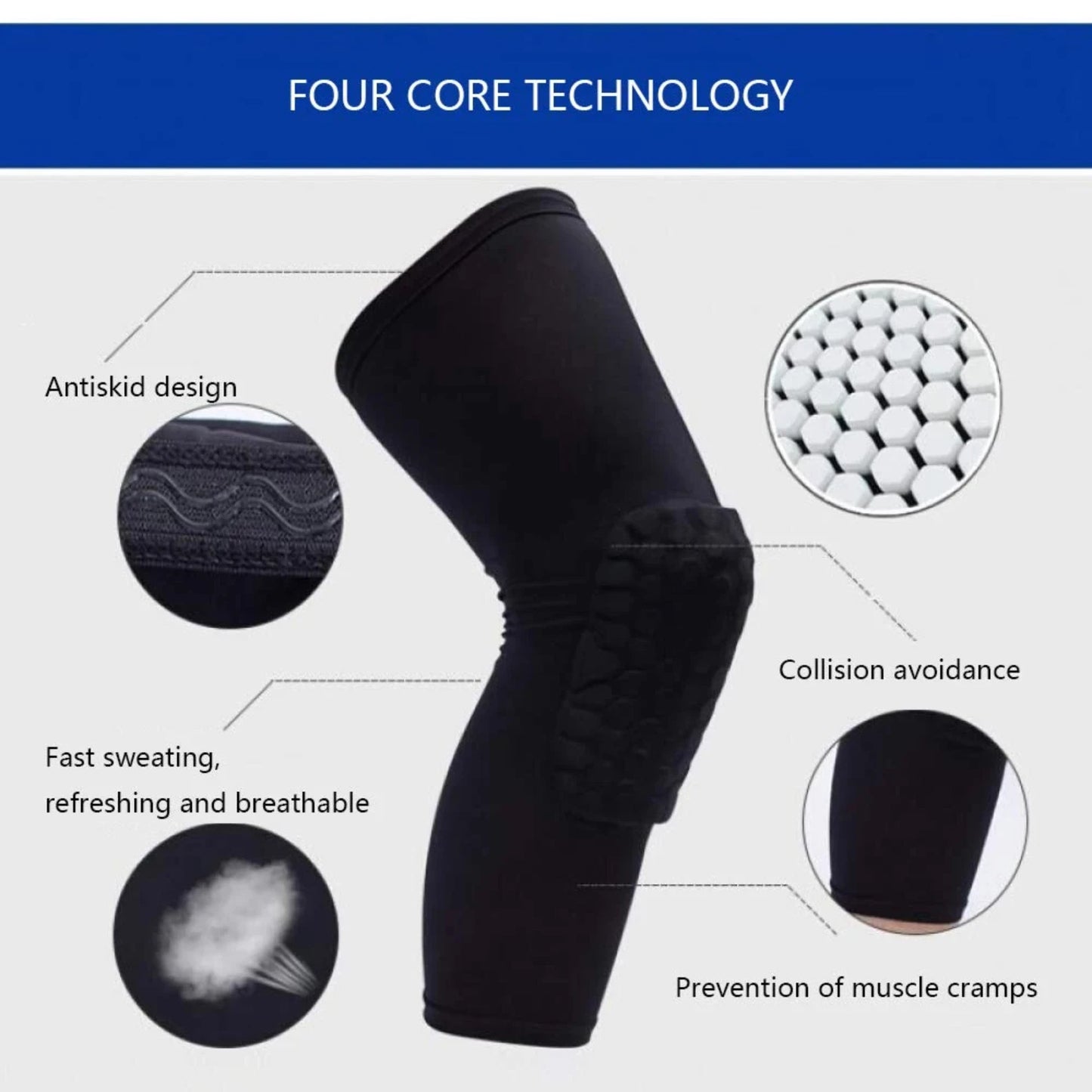 Youth Honeycomb Compression Sleeve Knee and Elbow Pads